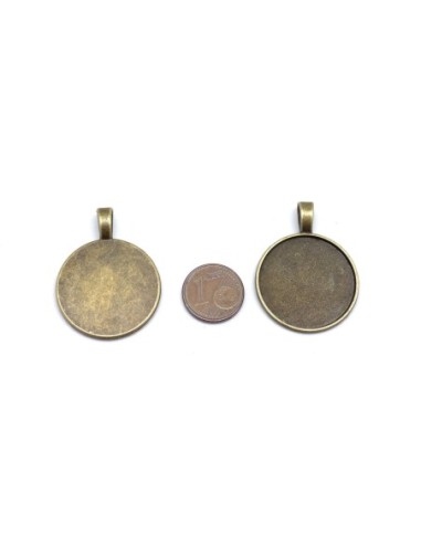 Support pendentifs cabochon rond pour cabochon de 25mm métal de couleur bronze
