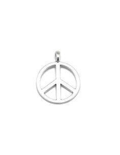 pendentif peace and love en métal argenté 37mm x 29mm