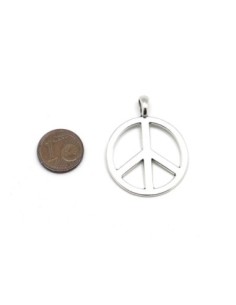 pendentif peace and love en métal argenté 37mm x 29mm 2