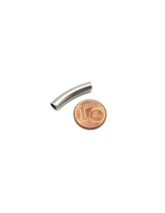 perle tube incurvé en acier inoxydable argenté pour cordon de 4mm 2