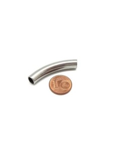 perle tube incurvé en acier inoxydable argenté pour cordon de 5mm 2