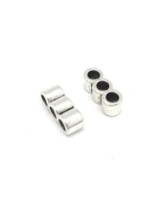 Perle connecteur multi rangs 3 trous en métal argenté pour cordon cuir de 5mm