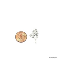 breloque fleur rose argenté en acier inoxydable 2