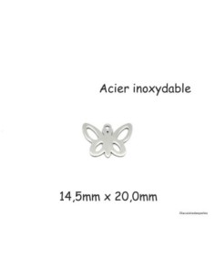 breloque argenté papillon en métal acier inoxydable