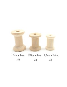 petite bobine en bois brut tailles assorties pour couture ou déco