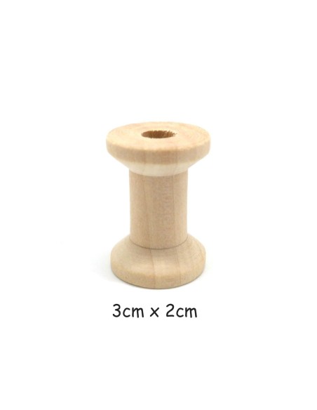 bobine en bois brut naturel 3cm x 2cm pour couture ou déco