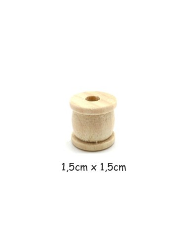 petite bobine en bois brut clair naturel 1,5cm pour DIY couture ou décoration