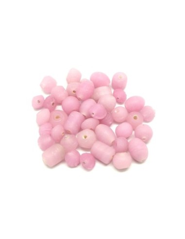 perle en verre assorties ovale, ronde toupie de couleur rose pastel mat