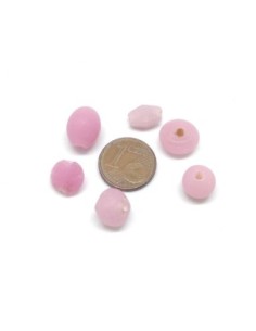 perle en verre assorties ovale, ronde toupie de couleur rose pastel mat 2