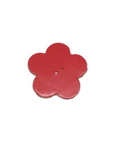 fleur en simili cuir de couleur rouge 4cm