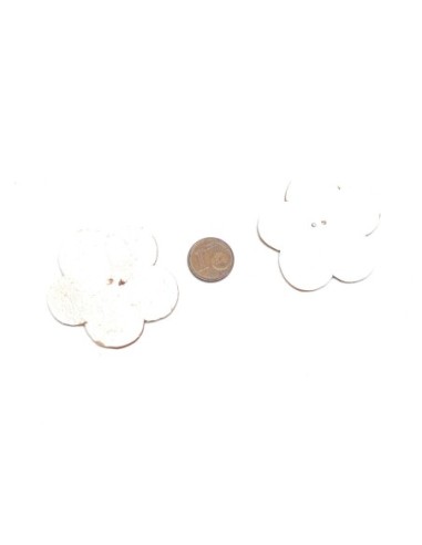 fleur cuir synthétique blanc 4cm scrapbooking embellissement