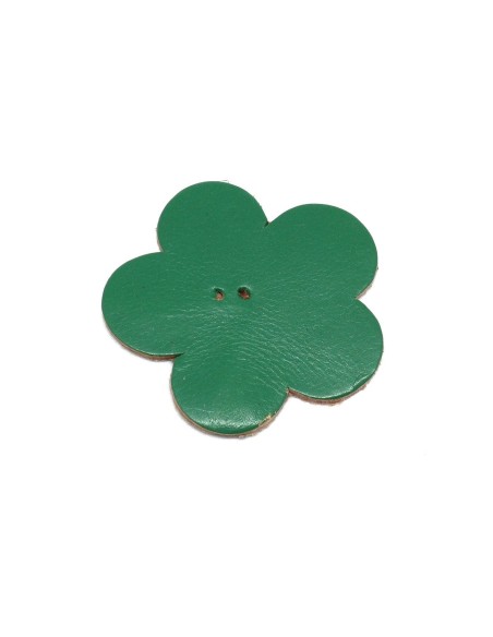 fleur en simili cuir vert 4cm embellisement scrapbooking