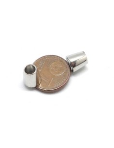 Fermoir aimanté pour cordon cuir 4mm en métal argenté forme navette 2