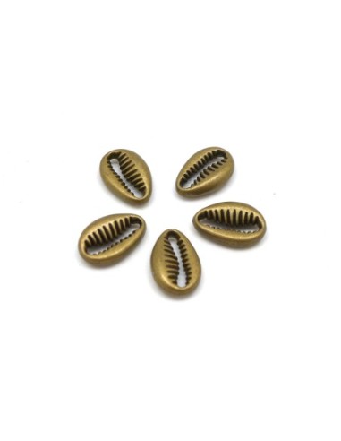 perle intercalaire cauris en métal couleur bronze