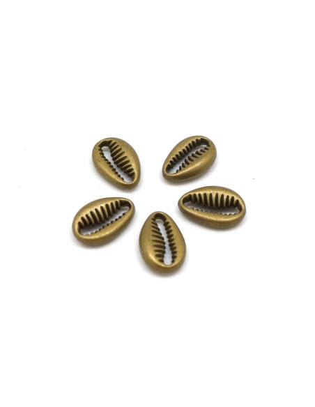 perle intercalaire cauris en métal couleur bronze
