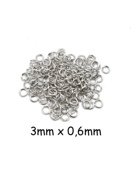 petit anneau ouvert 3mm en métal argenté