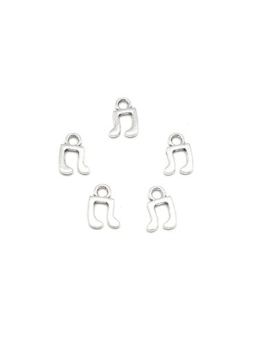 Charm note de musique en métal argenté lisse