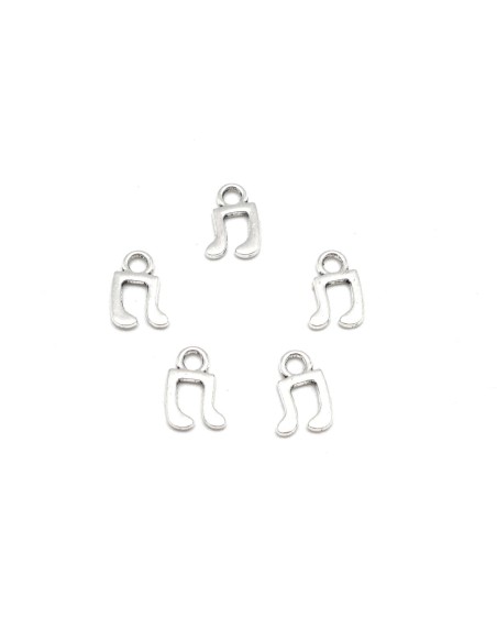 Charm note de musique en métal argenté lisse