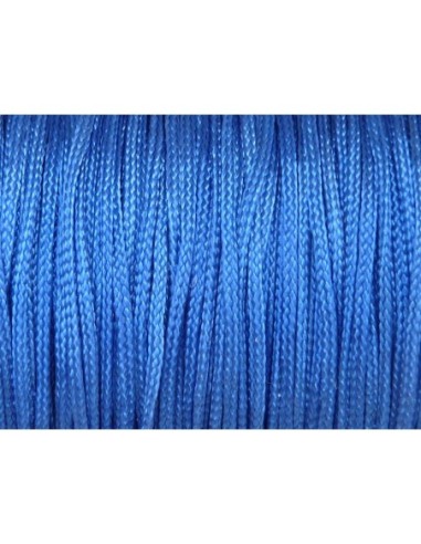 5m Fil, cordon nylon tressé plat bleu méthylène 1mm brillant, satin