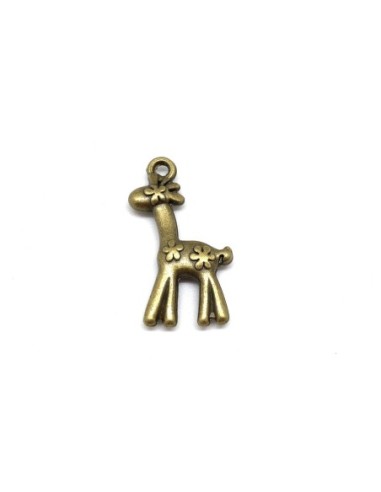 Breloque girafe en métal bronze