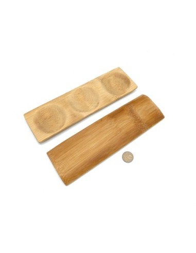 plateau de présentation perle en bambou à trois compartiments casiers