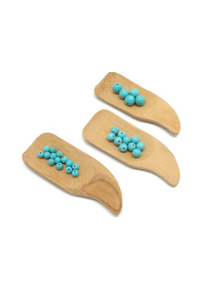 Présentoir perle en forme de cuillère en bambou 10cm x 4cm