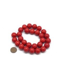 perle ronde 14mm pierre naturelle imitation turquoise "Howlite" rouge 2