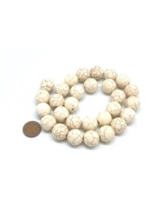 perle ronde 14mm pierre naturelle imitation turquoise "Howlite" beige 2