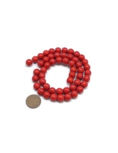 perle ronde 8mm pierre reconstitué "Howlite" rouge 2