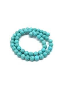 perle ronde 8mm en pierre reconstitué "Howlite" bleu turquoise