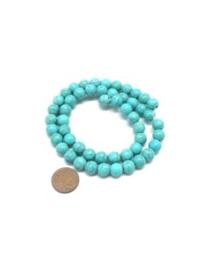 perle ronde 8mm en pierre reconstitué "Howlite" bleu turquoise 2