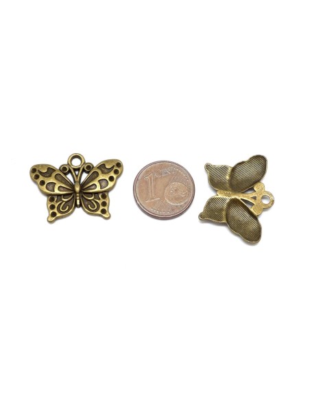 charm papillon metal bronze
