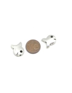 Perle argenté poisson en métal 2