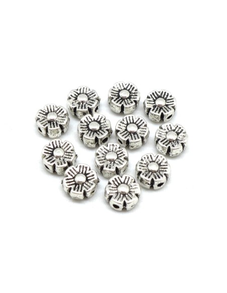 Perle argenté fleur en métal fine