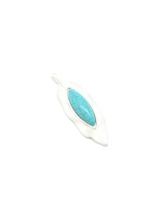 pendentif plume argenté blanc et turquoise en métal zamac