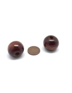 perle en bois ronde 20mm marron auburn à gros trou 2