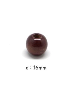 perle en bois ronde 16mm marron auburn à gros trou
