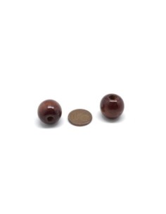 perle en bois ronde 16mm marron auburn à gros trou 2