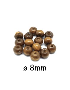 perle en bois ronde de couleur marron noisette 8mm