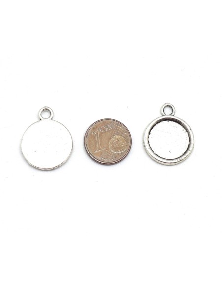 Support pour cabochon rond de 14mm argenté