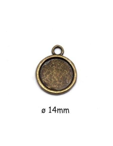 pendentif pour cabochon rond 14mm en métal bronze