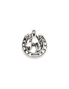 Breloque fer à cheval, porte bonheur en métal argenté pas chère