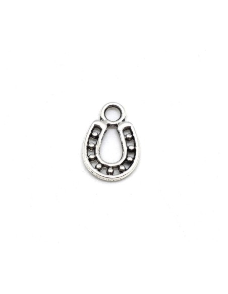 Breloque fer à cheval, porte bonheur en métal argenté