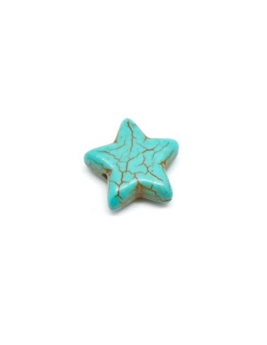 perle étoile en pierre naturelle imitation turquoise "Howlite" bleu turquoise