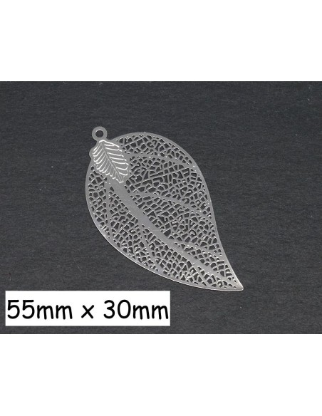 Estampe feuille en filigrane très fine, légère et stylisé en métal argenté