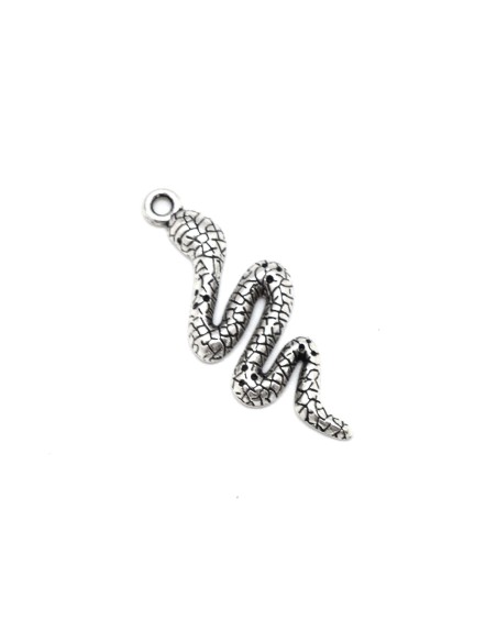 pendentif serpent cobra en métal argenté