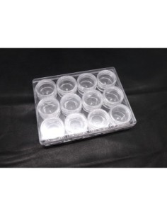 Boite de rangement perles scrapbooking avec 12 boites rondes fermeture vis en plexiglas rigide 2