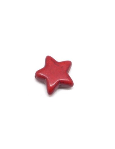 perle étoile en pierre naturelle rouge imitation turquoise "Howlite" 15mm