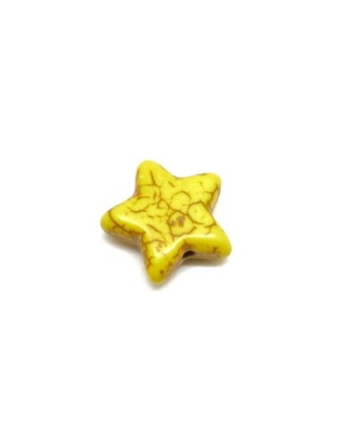 perle étoile en pierre naturelle jaune imitation turquoise "Howlite" 15mm
