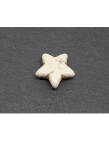 perle étoile en pierre naturelle blanc ivoire imitation turquoise "Howlite" 15mm